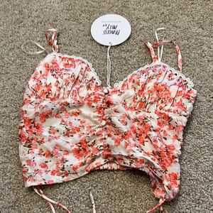 princess polly pink crop floral maddi tank top